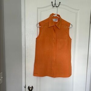 MaxMara Sleeveless Collared Top in Bright Orange